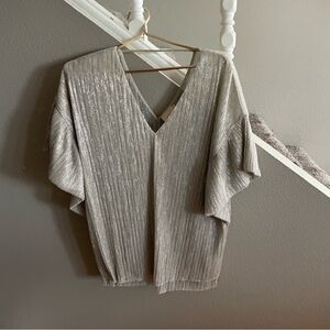 Vanessa Virginia Anthropologie Blouse Shiny Sparkly Champagne Medium